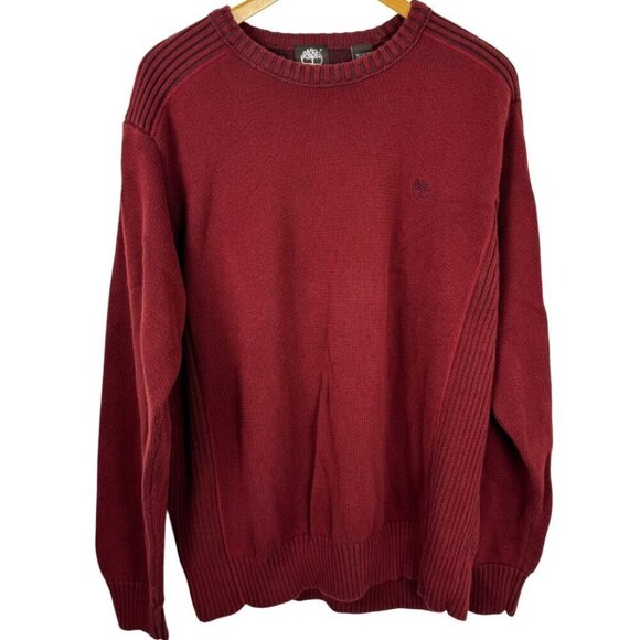 Timberland Y2K Cotton Men's Preppy Classic Crew Neck Red Sweater Size XL EUC - Picture 1 of 8